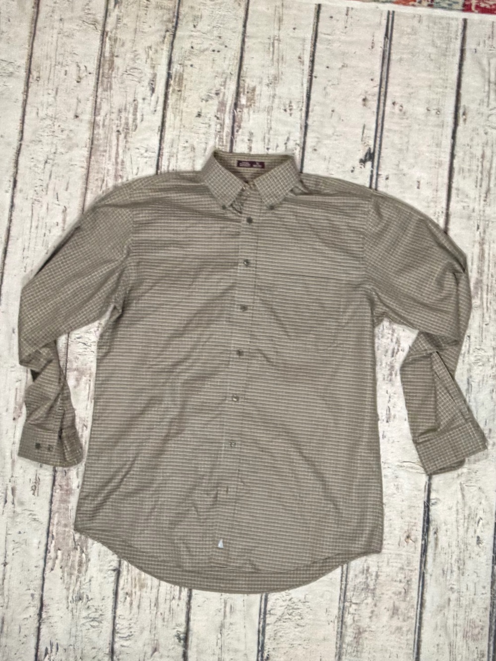 Nordstrom Checkered Long Sleeve Button Down Brown Shirt Mens